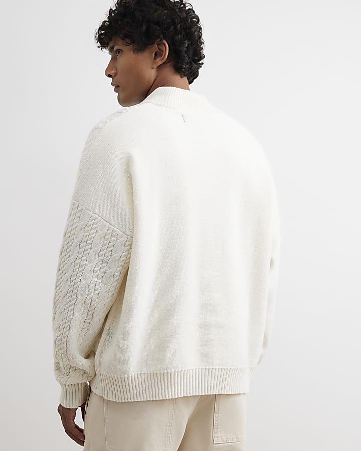 Cream Cable Knit Half Zip Jumper