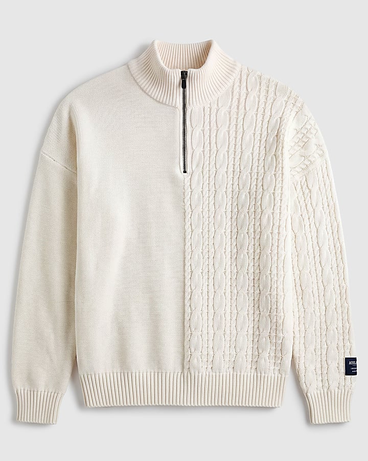 Cream Cable Knit Half Zip Jumper