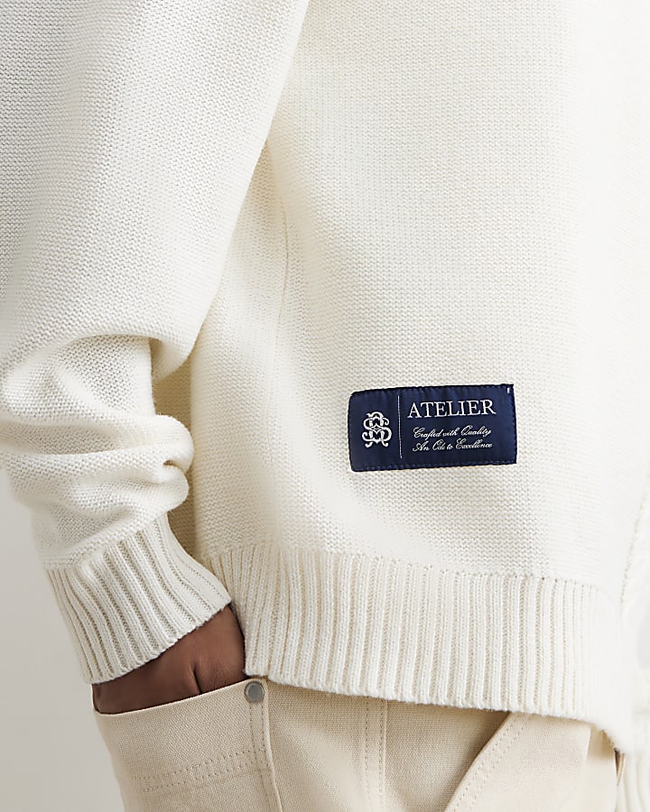 Cream Cable Knit Half Zip Jumper