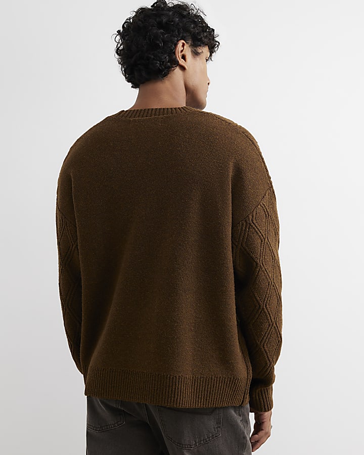 Brown Oversized Fit Cable Knit Atelier Jumper