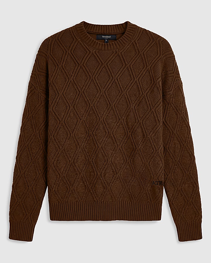 Brown Oversized Fit Cable Knit Atelier Jumper