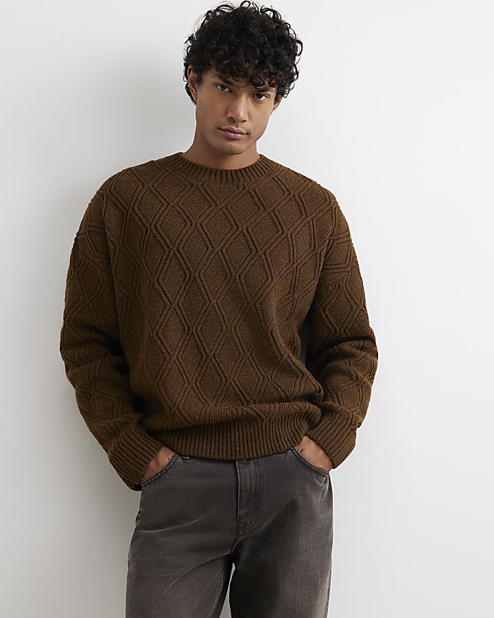 Brown Oversized Fit Cable Knit Atelier Jumper