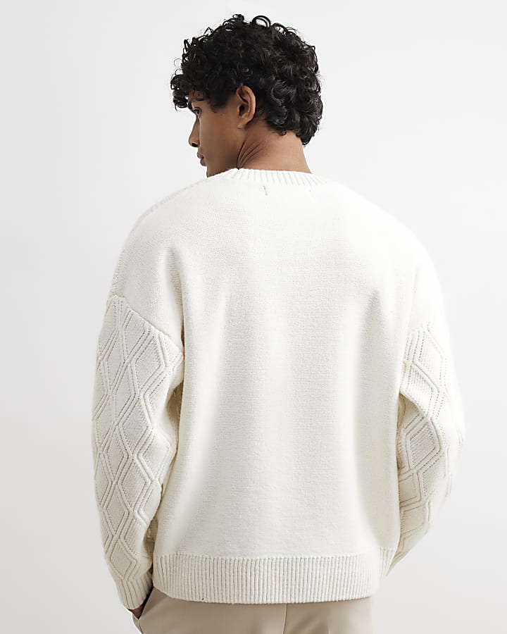 Cream Oversized Fit Atelier Cable Knit Jumper