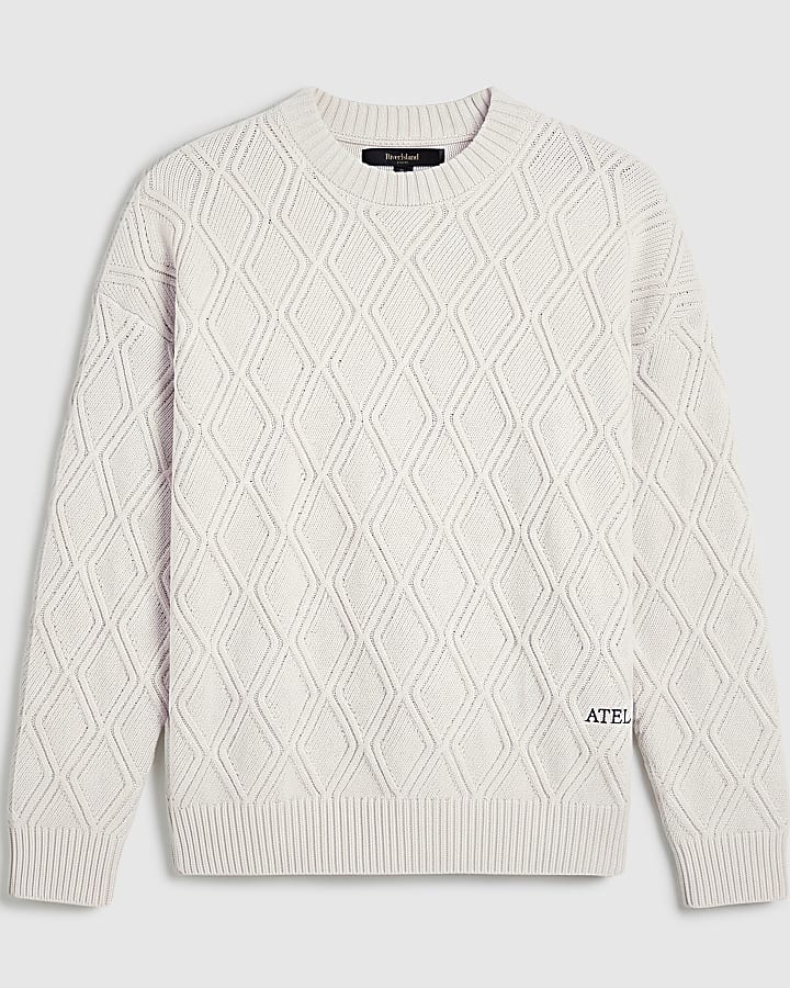 Cream Oversized Fit Atelier Cable Knit Jumper
