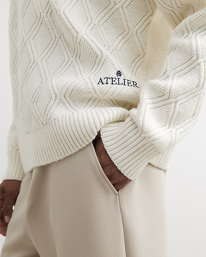 Cream Oversized Fit Atelier Cable Knit Jumper