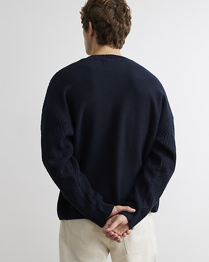 Navy Oversized Fit Cable Knit Atelier Jumper
