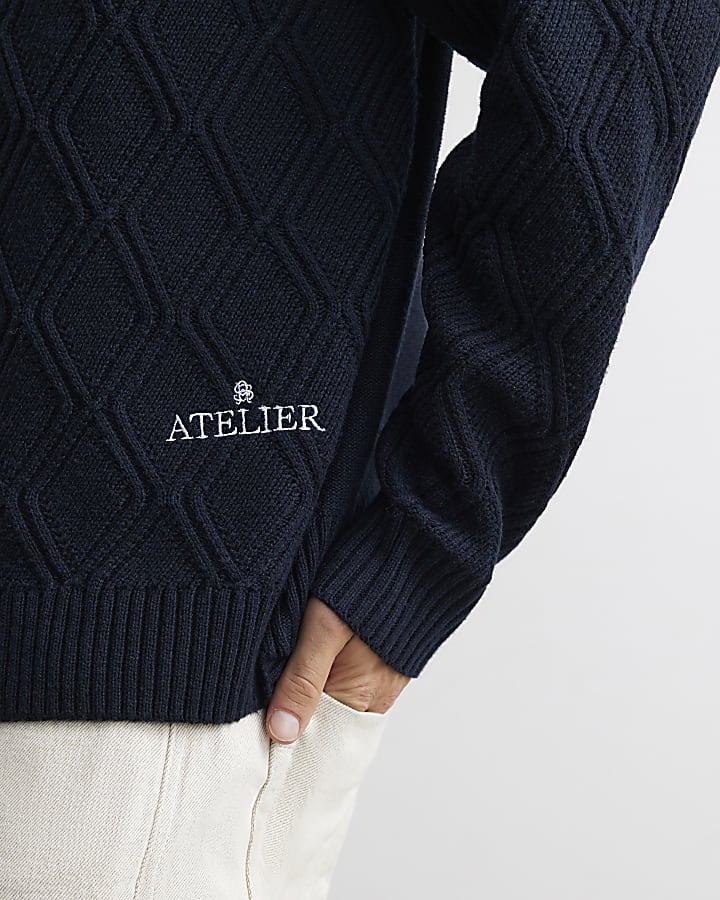 Navy Oversized Fit Cable Knit Atelier Jumper