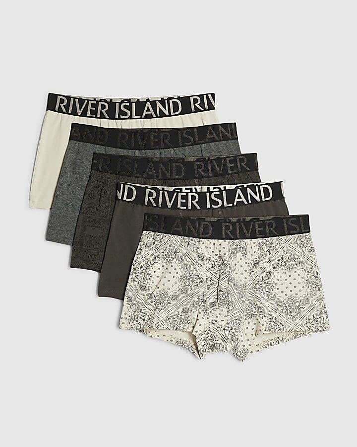 Black Paisley Bandana Print Pack Of 5 Trunks