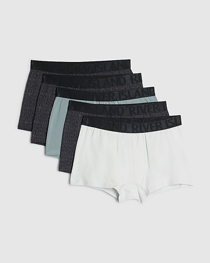 Navy Monogram Print Pack Of 5 Trunks