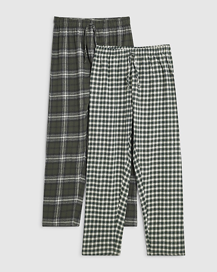 Green Woven Bottoms Pack Of 2 Loungewear Set