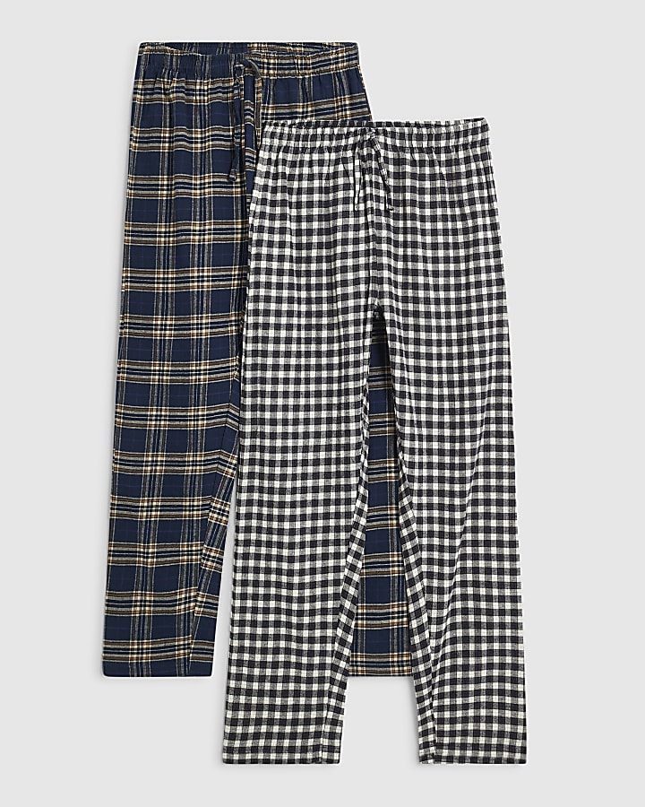 Navy Woven Bottoms Pack Of 2 Loungewear Set