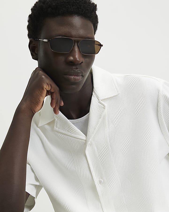 White Regular Fit Wavy Textured Shirt