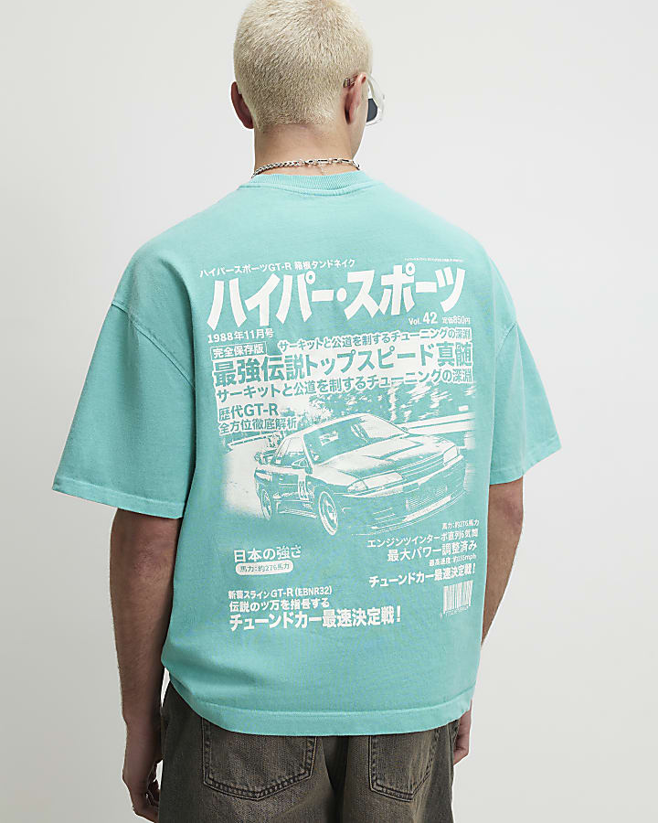 Blue Washed Japanese Car T-Shirt