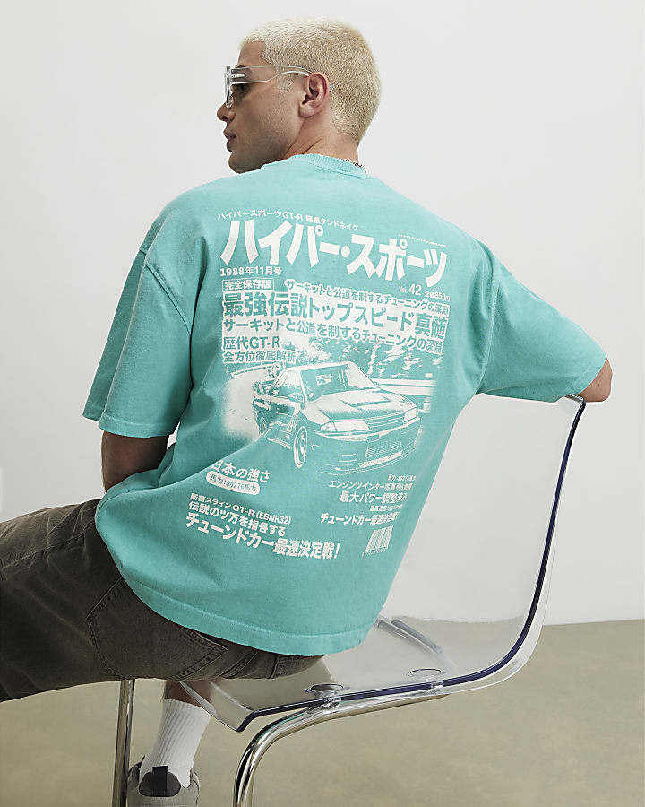 Blue Washed Japanese Car T-Shirt