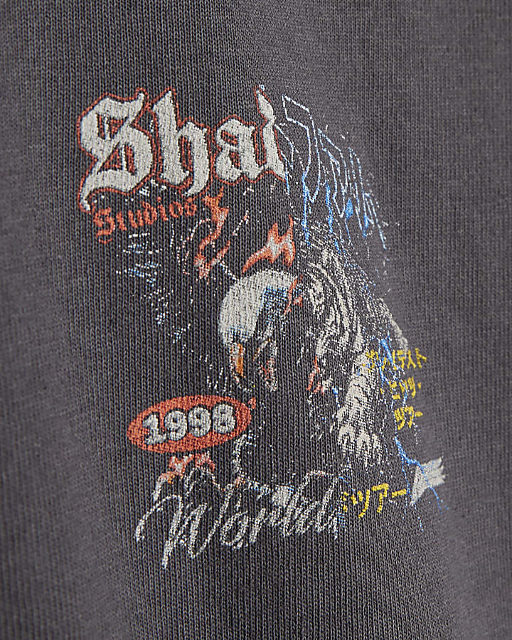Black Washed Spliced Tiger T-Shirt