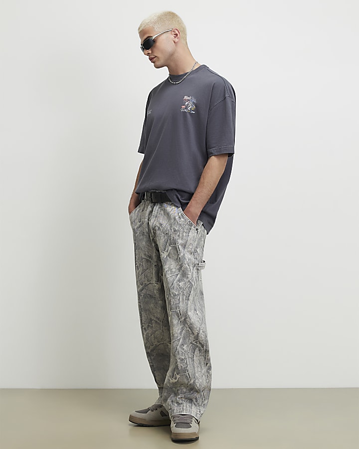 Black Washed Spliced Tiger T-Shirt