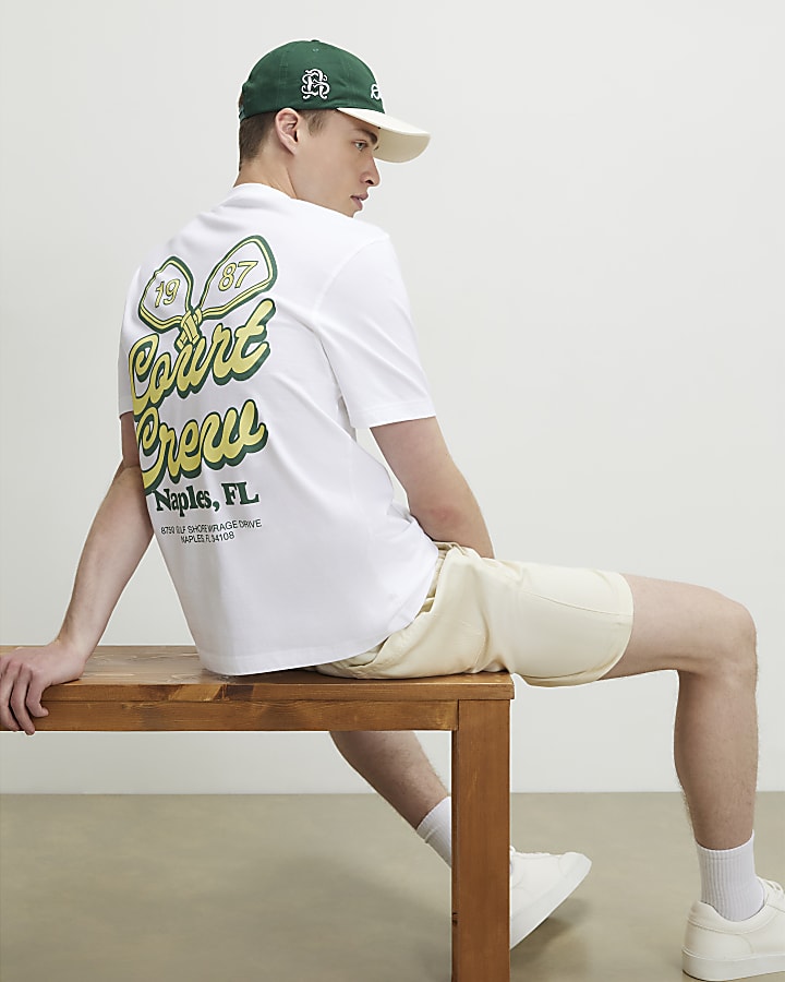 White Regular Fit Court Crew T-Shirt