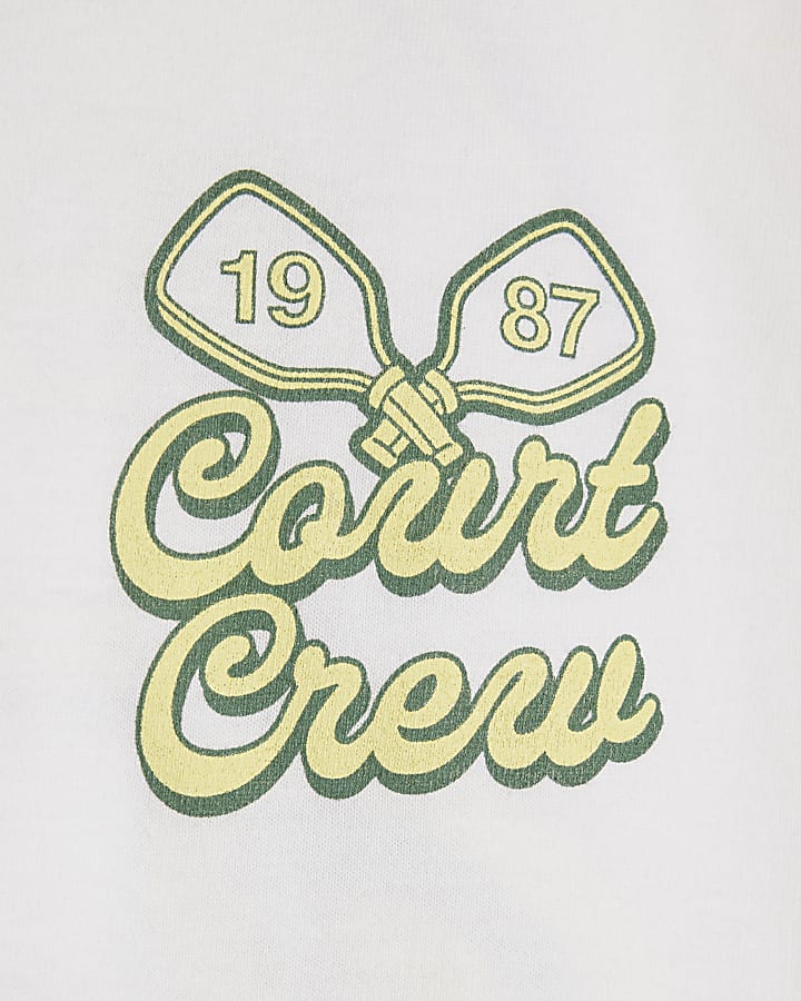 White Regular Fit Court Crew T-Shirt
