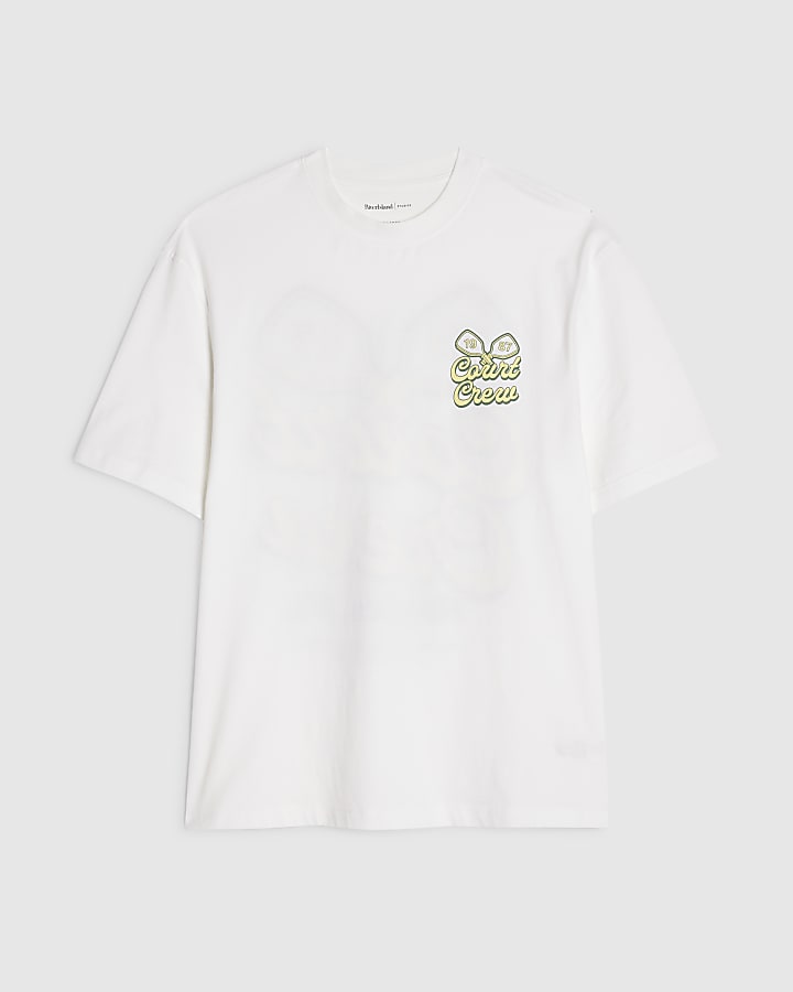 White Regular Fit Court Crew T-Shirt
