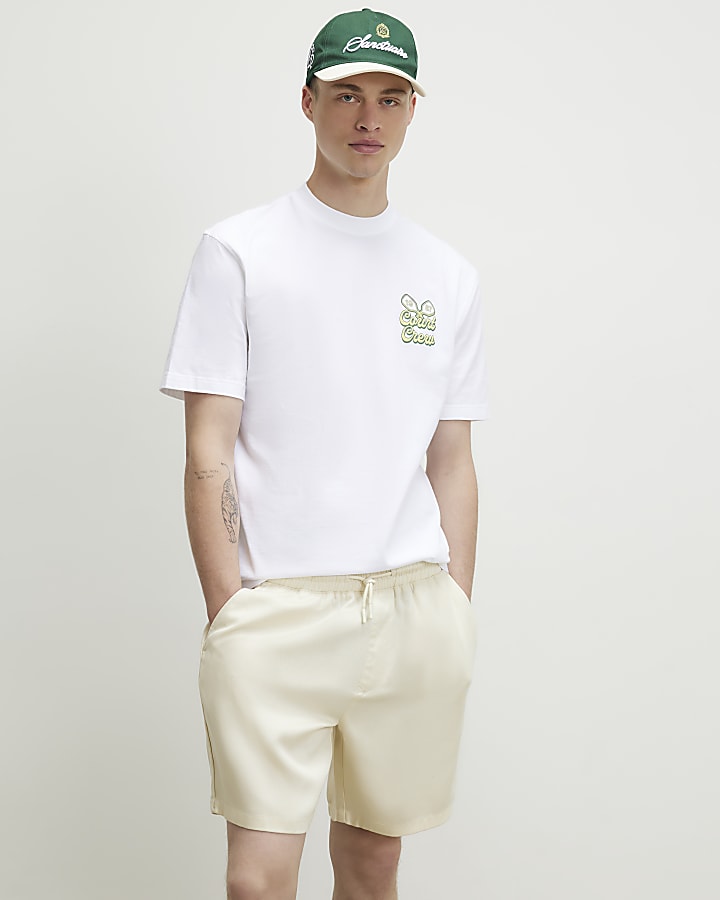 White Regular Fit Court Crew T-Shirt