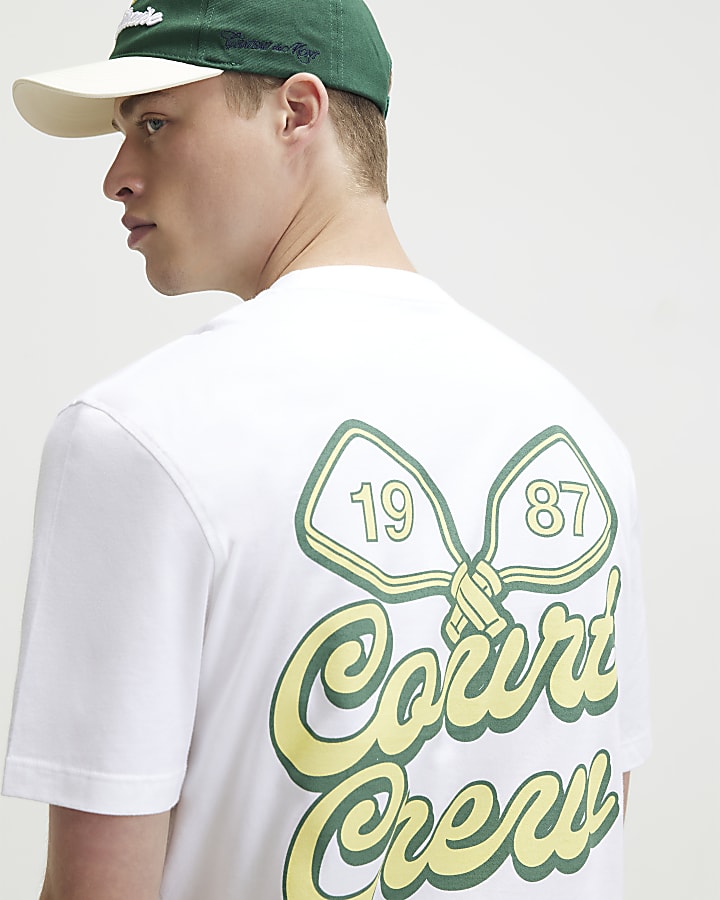 White Regular Fit Court Crew T-Shirt