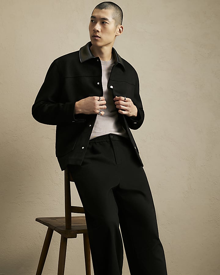 Black Regular Fit Faux Suede Jogger