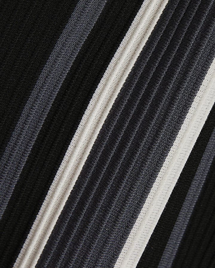 Black Slim Fit Textured Stripe Polo Shirt