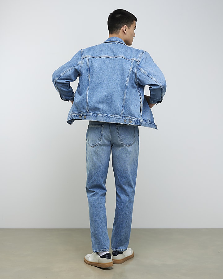 Blue Tapered Fit Stretch Jeans
