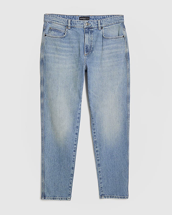 Blue Tapered Fit Stretch Jeans