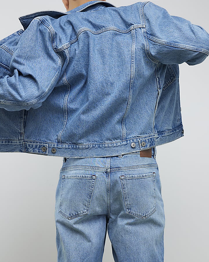 Blue Tapered Fit Stretch Jeans