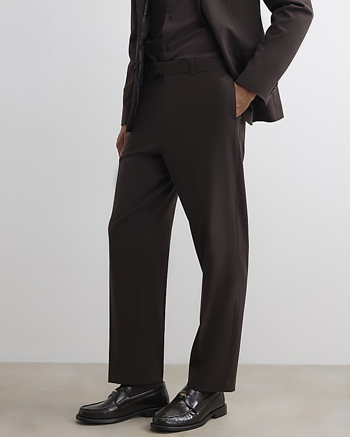Brown Relaxed Fit Suit Trousers