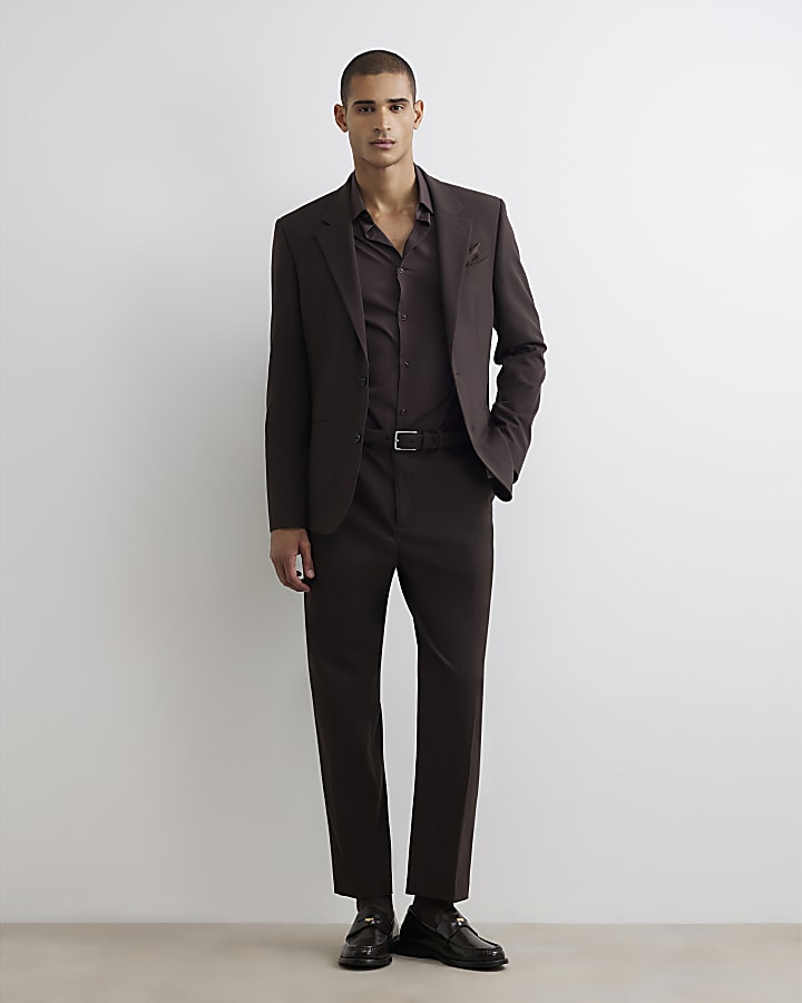 Brown Relaxed Fit Suit Trousers