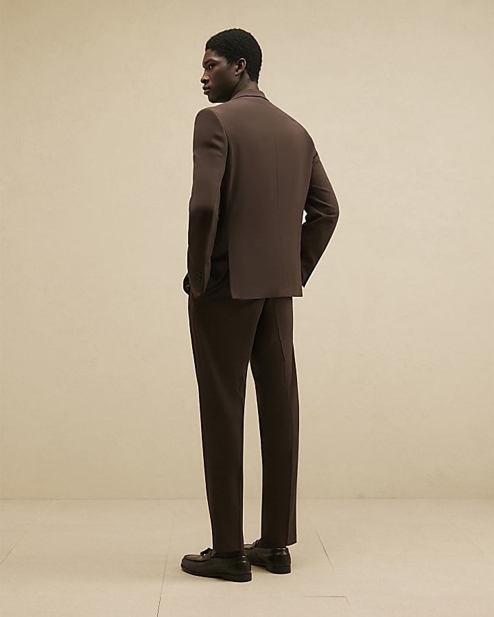 Brown Slim Fit Suit Trousers
