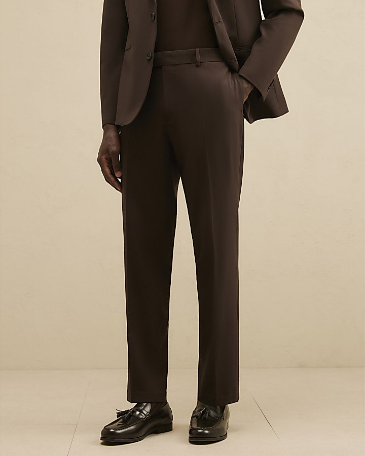 Brown Slim Fit Suit Trousers