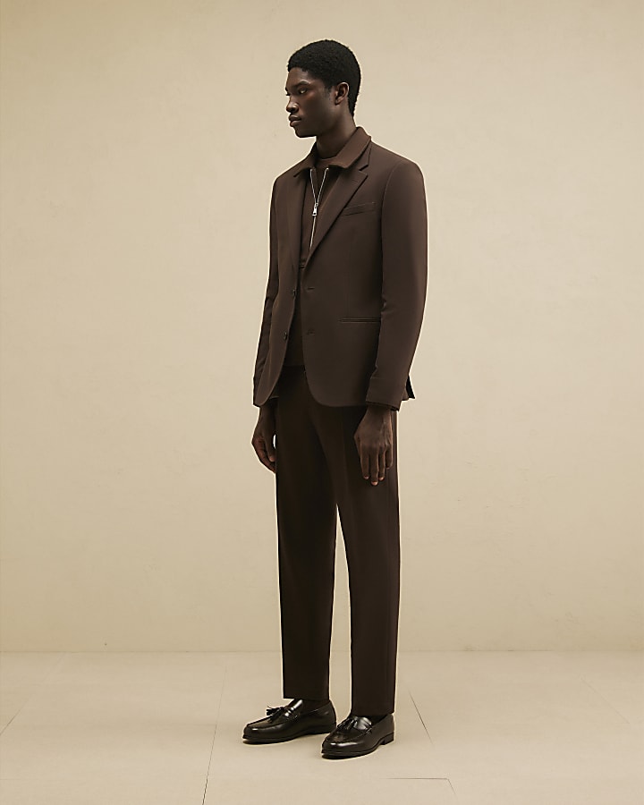 Brown Slim Fit Suit Trousers