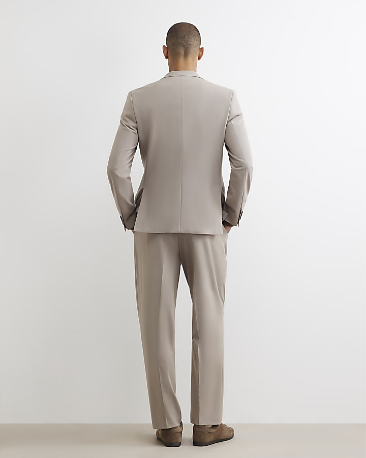 Beige Relaxed Fit Suit Trousers