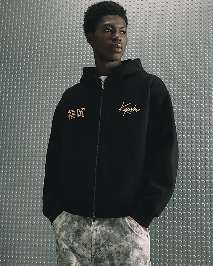 Black Oversized Fit Kamakura Hoodie