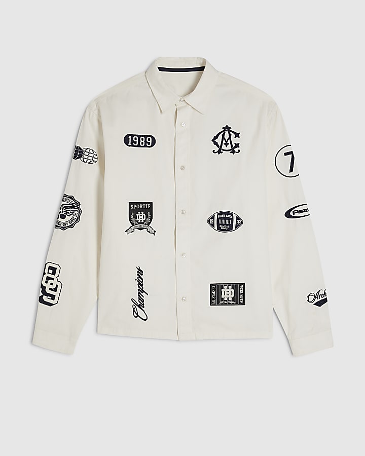 White Cotton Badged Club House Shirt