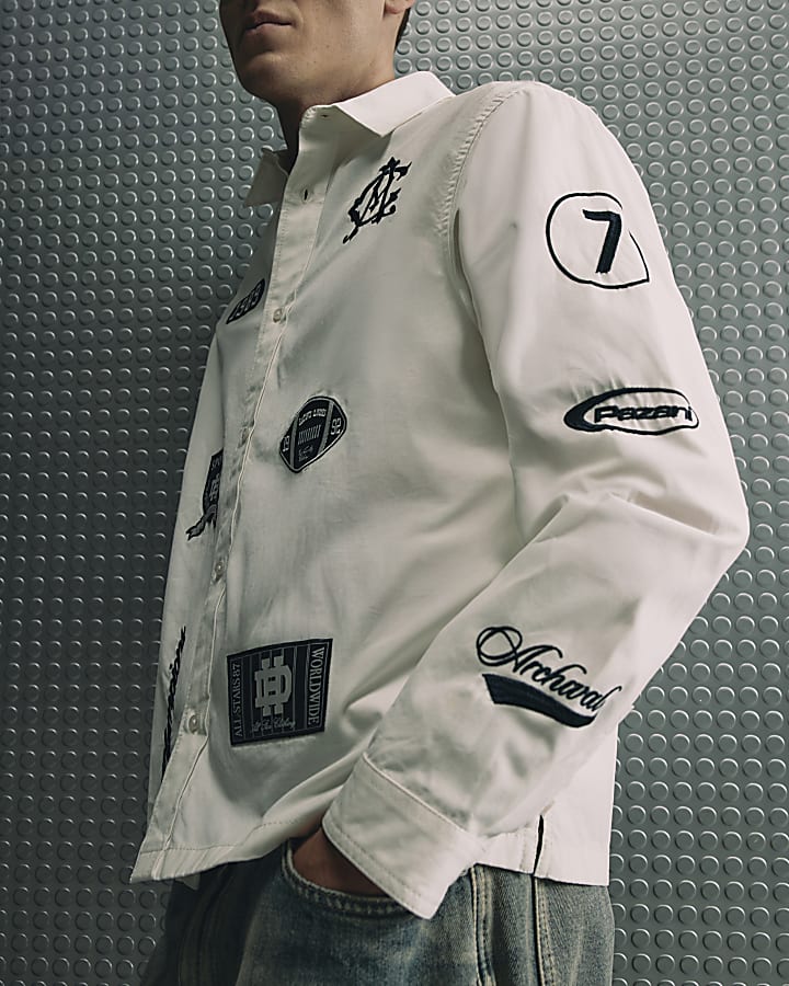 White Cotton Badged Club House Shirt