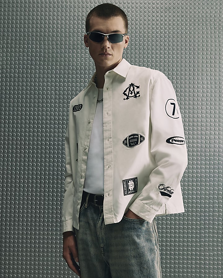 White Cotton Badged Club House Shirt