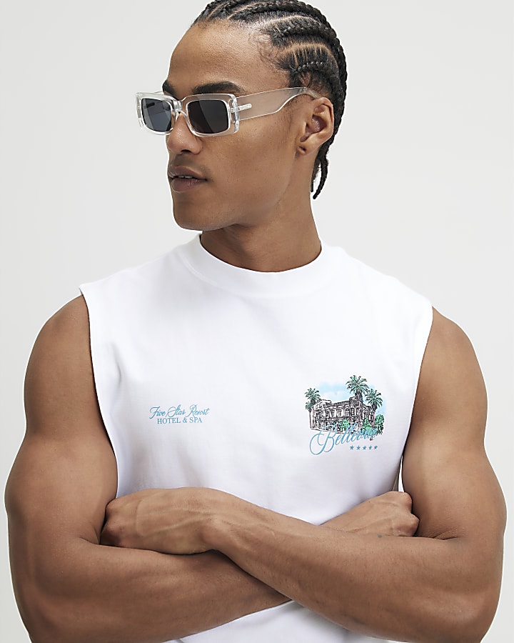 White Regular Fit Bellevue Hotel Tank Top