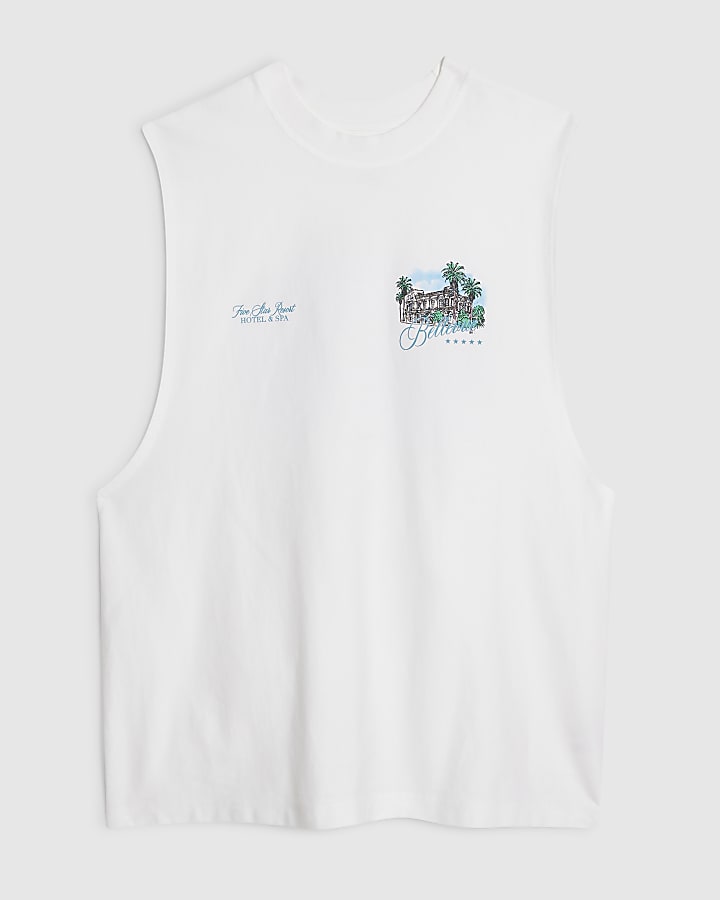 White Regular Fit Bellevue Hotel Tank Top