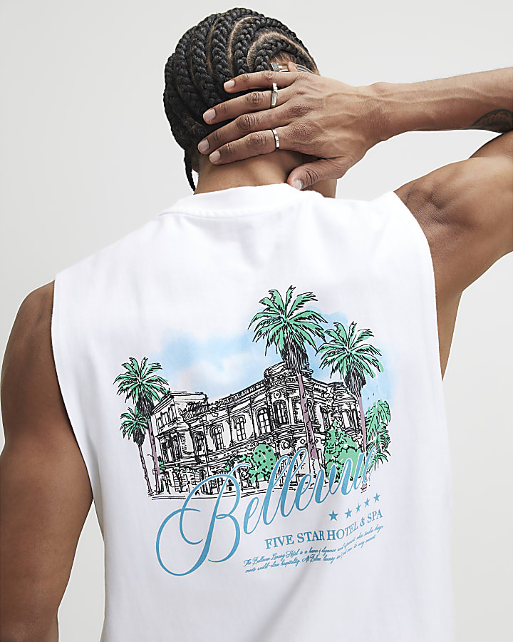 White Regular Fit Bellevue Hotel Tank Top