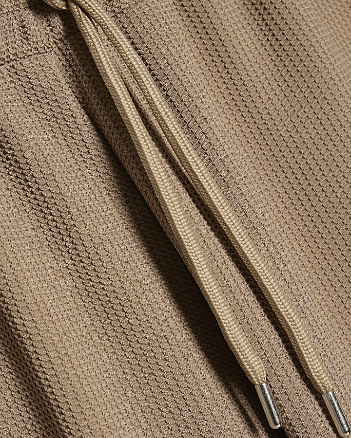 Beige Wide Leg Waffle Textured Joggers
