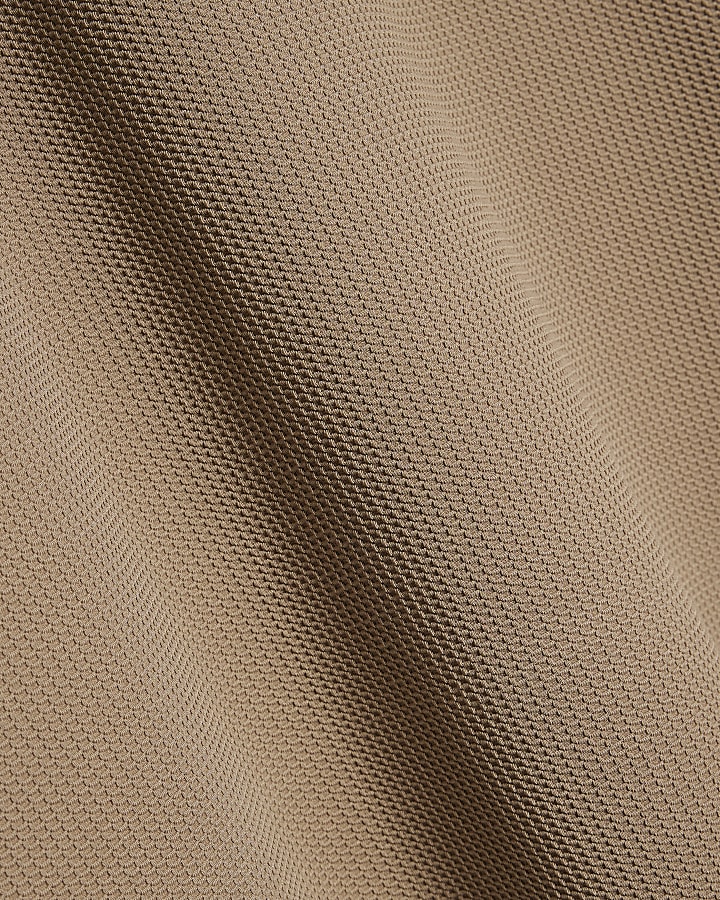 Beige Oversized Fit Waffle Textured T-Shirt