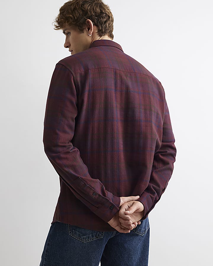 Red Regular Fit Cotton Check Shirt