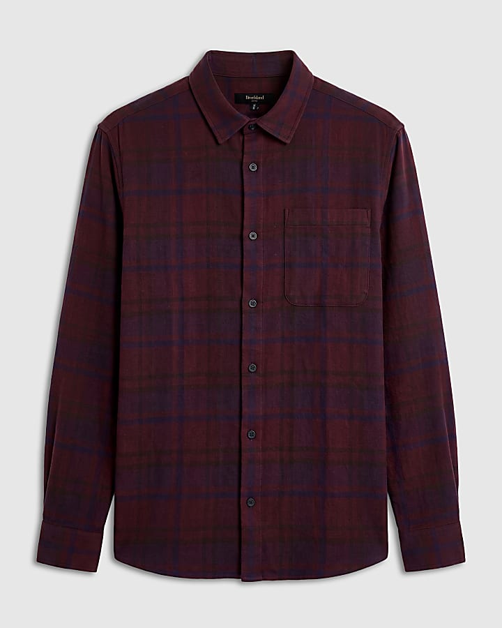 Red Regular Fit Cotton Check Shirt