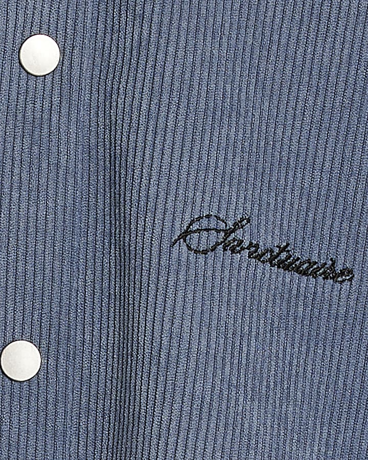 Blue Corduroy Hooded Double Faced Shirt