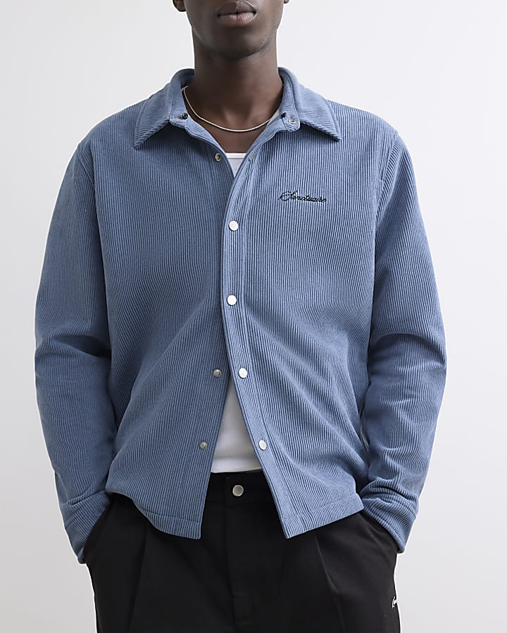 Blue Corduroy Hooded Double Faced Shirt