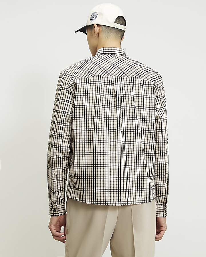 Beige Check Long Sleeve Shirt
